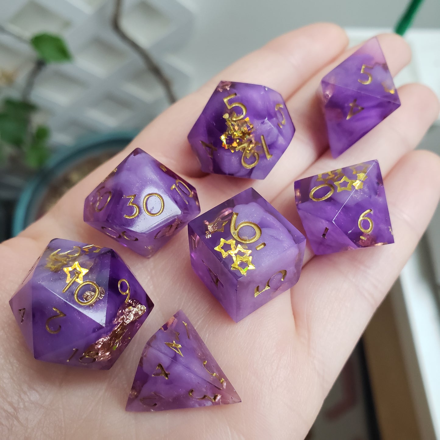 Lilac Starshine (One Of A Kind) Dice Set For Dungeons And Dragons Tabletop RPG Games