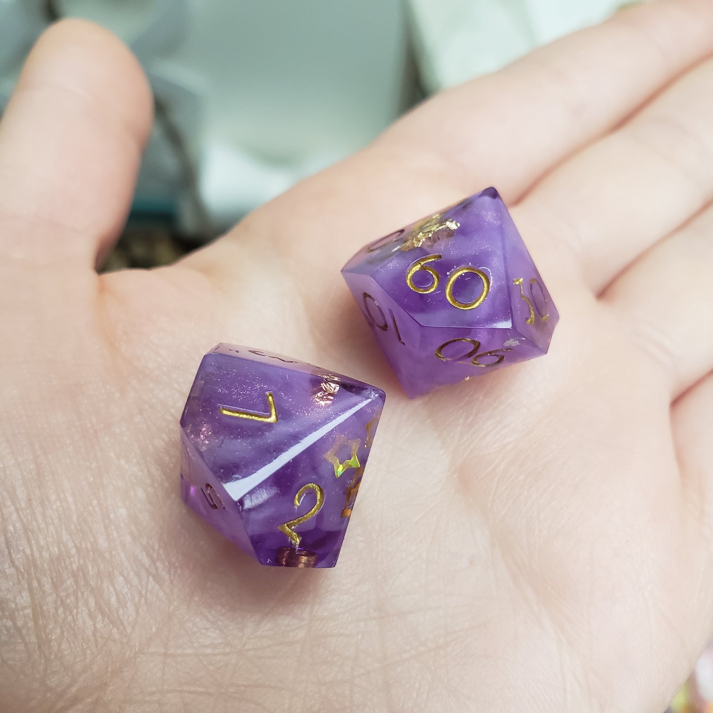 Lilac Starshine (One Of A Kind) Dice Set For Dungeons And Dragons Tabletop RPG Games