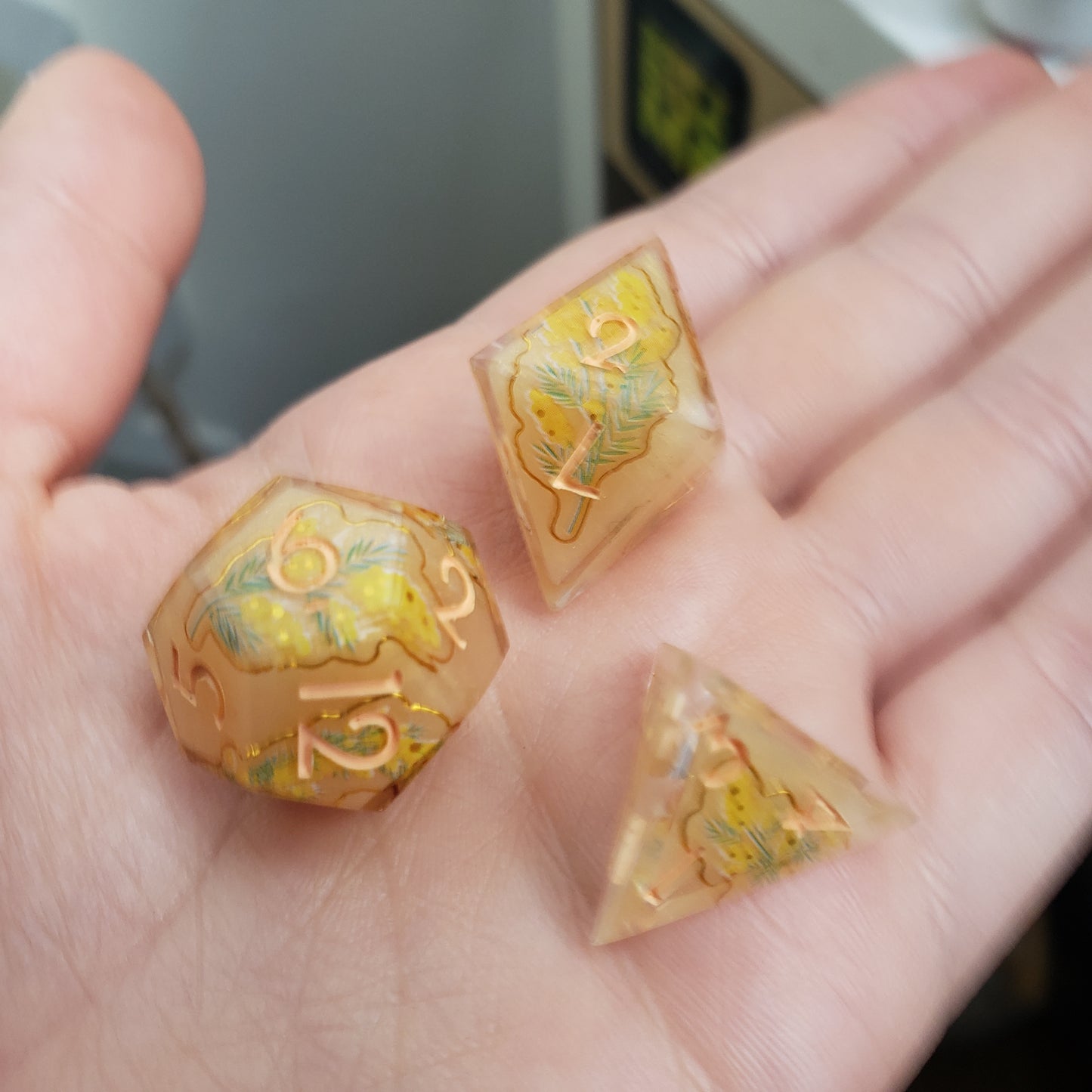 Golden Osmanthus Dice Set For Dungeons And Dragons Tabletop RPG Games (Copy)