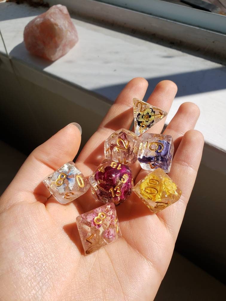 Forest Floor (REAL PLANTS!) Dice Set For Dungeons And Dragons Tabletop RPG Games