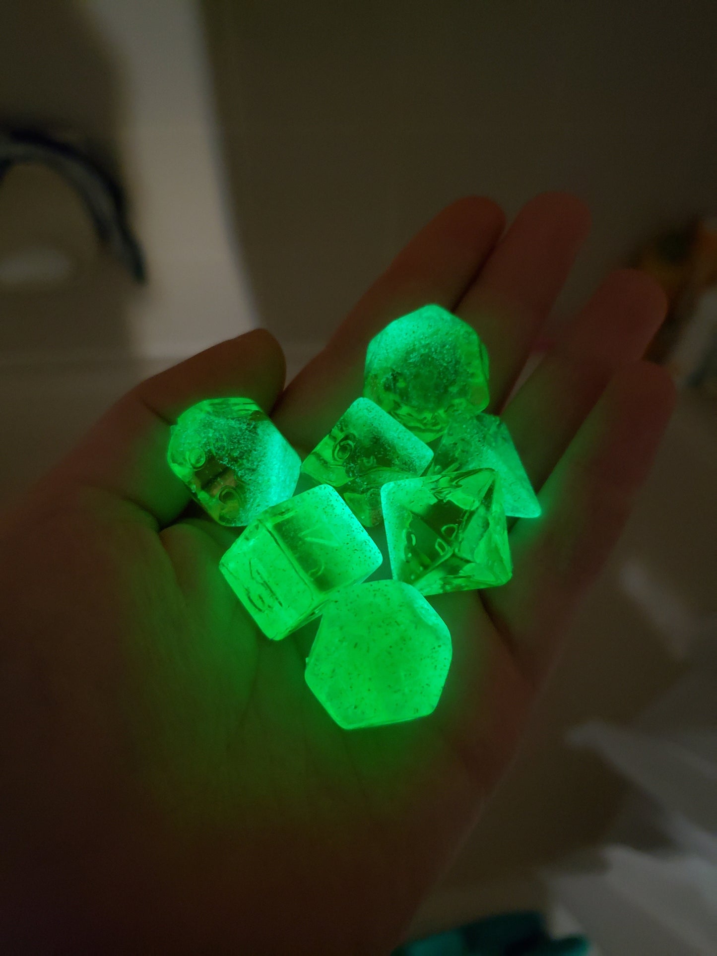 Mind Meld (Glow In The Dark Green Swirl) Dice Set For Dungeons And Dragons Tabletop RPG Games