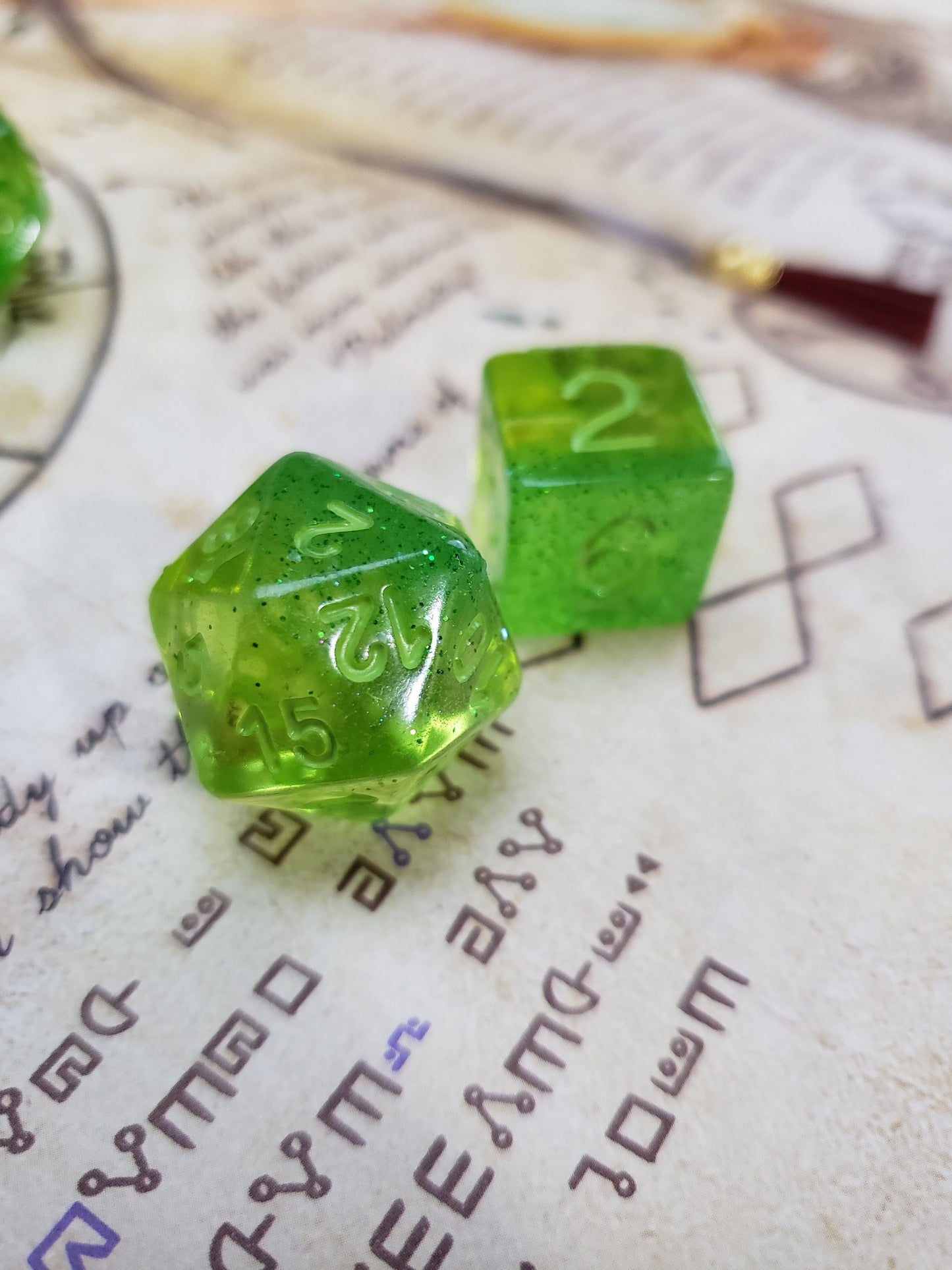 Mind Meld (Glow In The Dark Green Swirl) Dice Set For Dungeons And Dragons Tabletop RPG Games