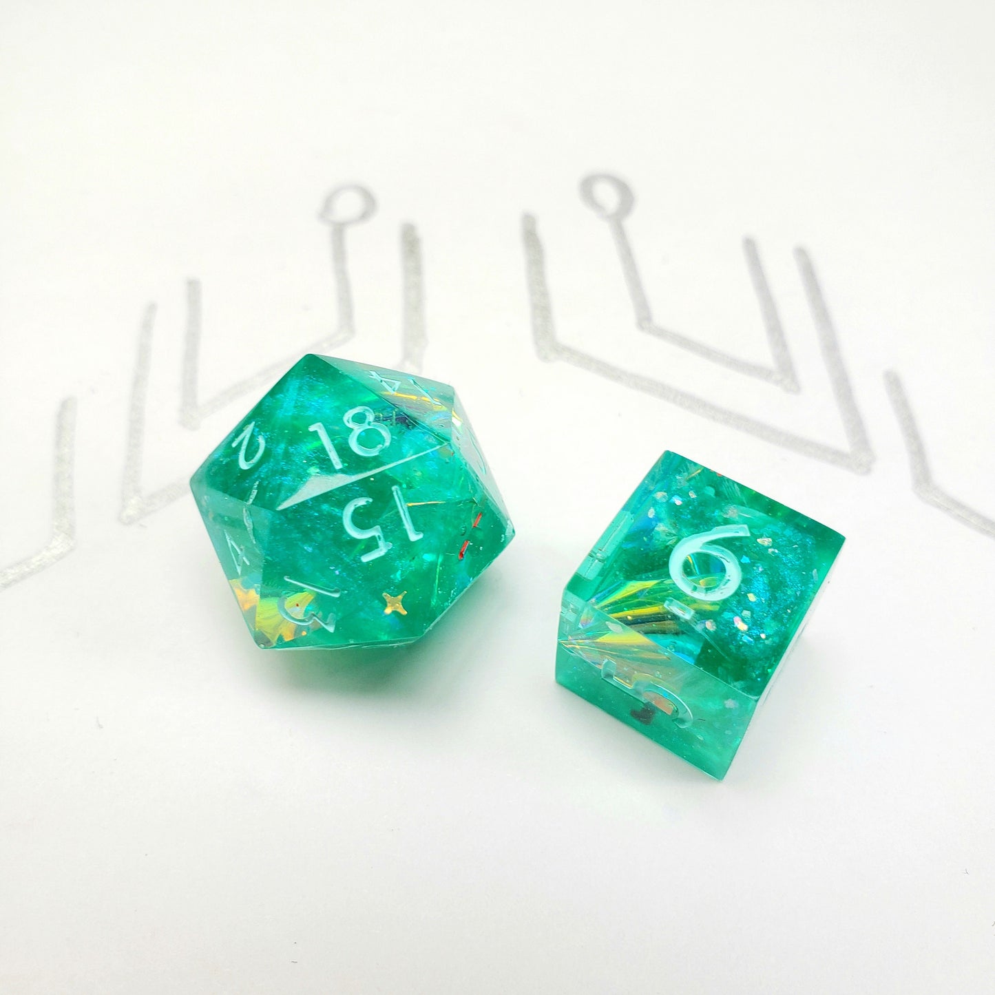 Zero-One (Hatsune Miku Inspired) Dice Set For Dungeons And Dragons Tabletop RPG Games