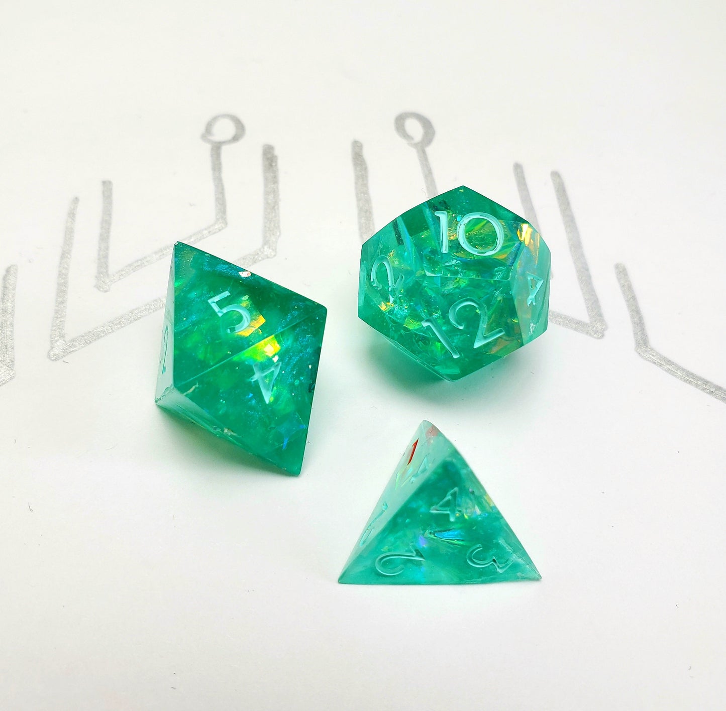 Zero-One (Hatsune Miku Inspired) Dice Set For Dungeons And Dragons Tabletop RPG Games