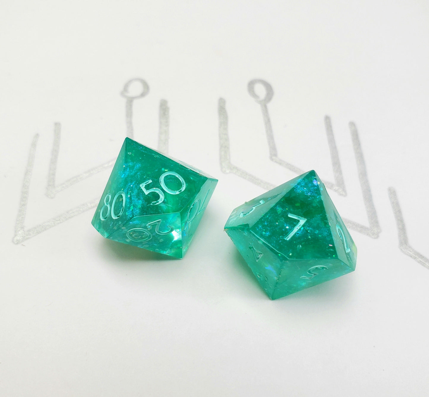 Zero-One (Hatsune Miku Inspired) Dice Set For Dungeons And Dragons Tabletop RPG Games
