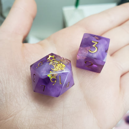 Lilac Starshine (One Of A Kind) Dice Set For Dungeons And Dragons Tabletop RPG Games
