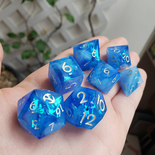 Crystalline Sky (One Of A Kind) Dice Set For Dungeons And Dragons Tabletop RPG Games