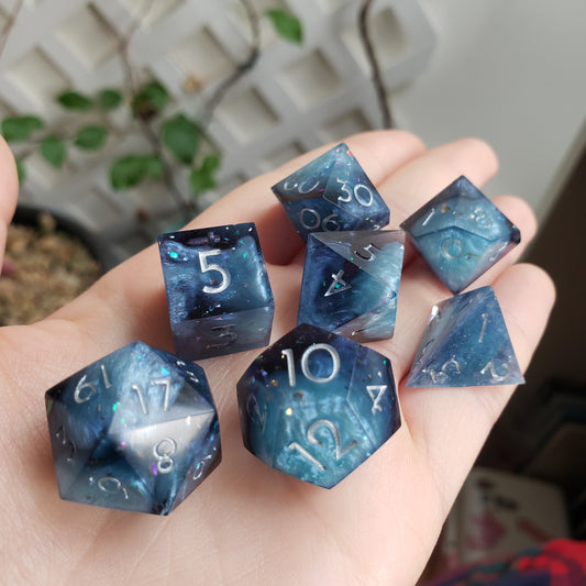 Midnight Snowstorm (One Of A Kind) Dice Set For Dungeons And Dragons Tabletop RPG Games