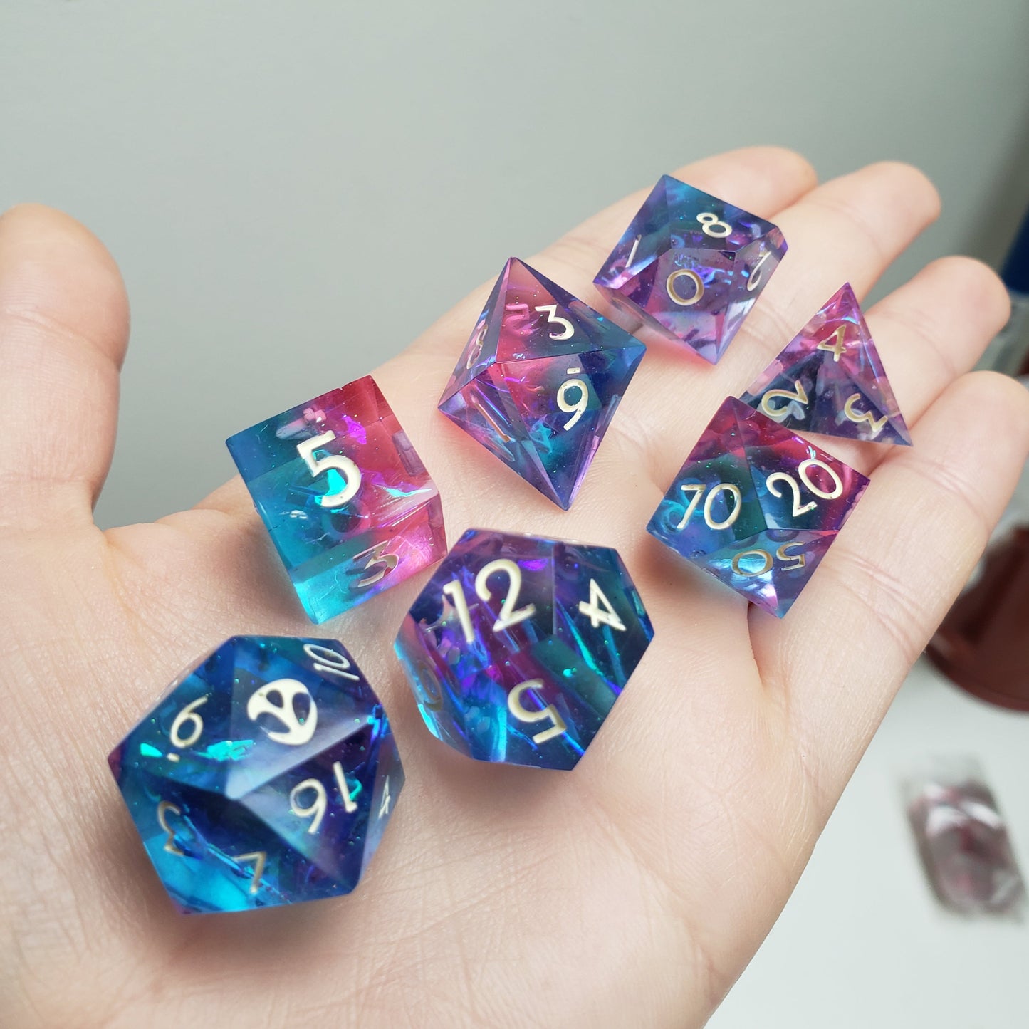 Prismatic Crystal Dice Set For Dungeons And Dragons Tabletop RPG Games