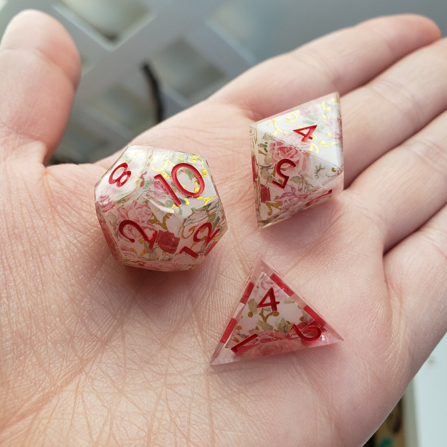 Rose Filligree Dice Set For Dungeons And Dragons Tabletop RPG Games