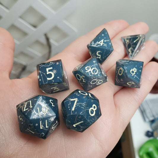 Silver Dusk Dice Set For Dungeons And Dragons Tabletop RPG Games