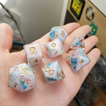 Patchwork Sakura Dice Set For Dungeons And Dragons Tabletop RPG Games