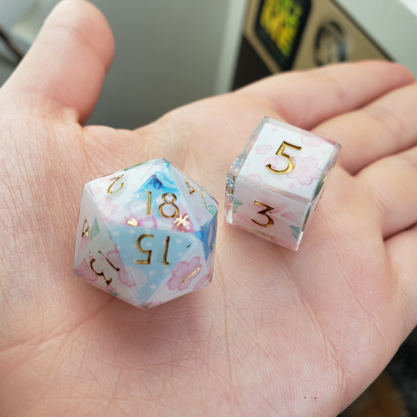 Patchwork Sakura Dice Set For Dungeons And Dragons Tabletop RPG Games