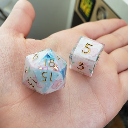Patchwork Sakura Dice Set For Dungeons And Dragons Tabletop RPG Games