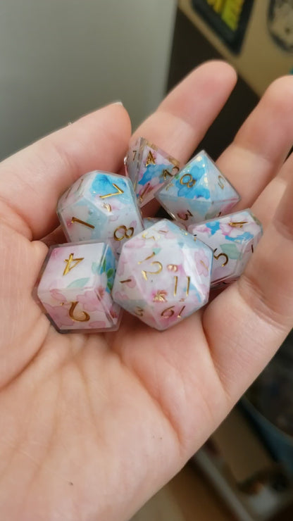 Patchwork Sakura Dice Set For Dungeons And Dragons Tabletop RPG Games