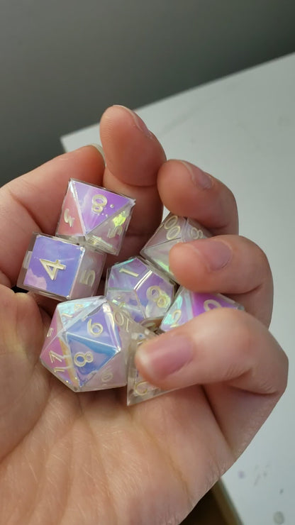 Iridescent Gem Dice Set For Dungeons And Dragons Tabletop RPG Games