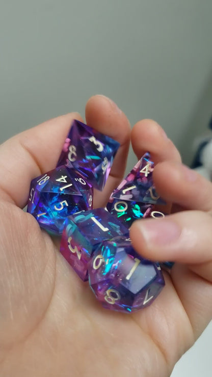 Prismatic Crystal Dice Set For Dungeons And Dragons Tabletop RPG Games