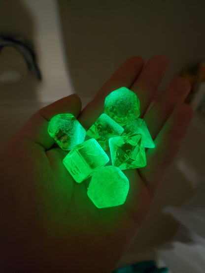 Mind Meld (Glow In The Dark Green Swirl) Dice Set For Dungeons And Dragons Tabletop RPG Games