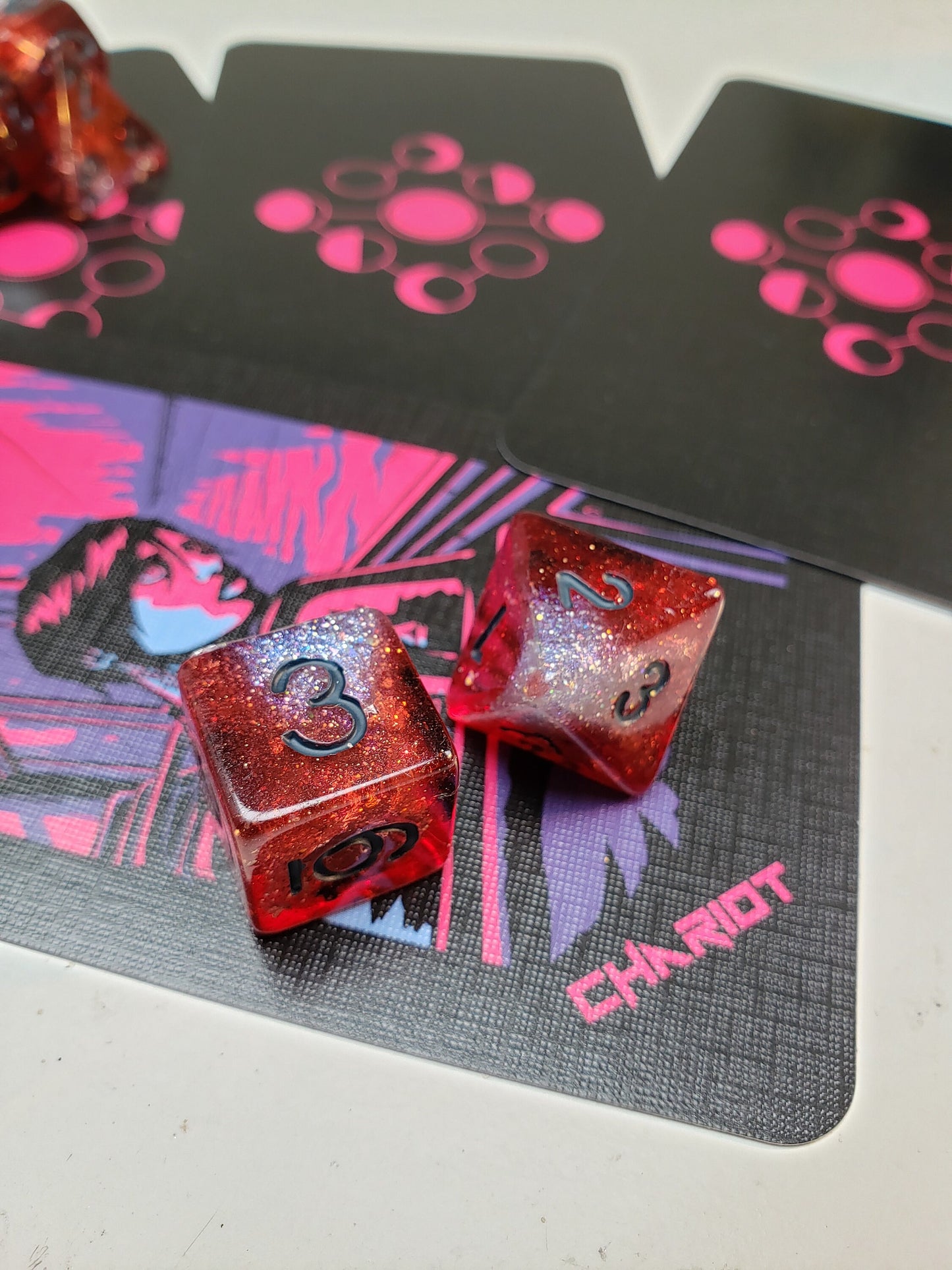 Samurai (Red And Holo Silver) Dice Set For Dungeons And Dragons Tabletop RPG Games