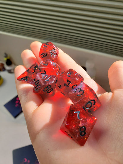 Samurai (Red And Holo Silver) Dice Set For Dungeons And Dragons Tabletop RPG Games