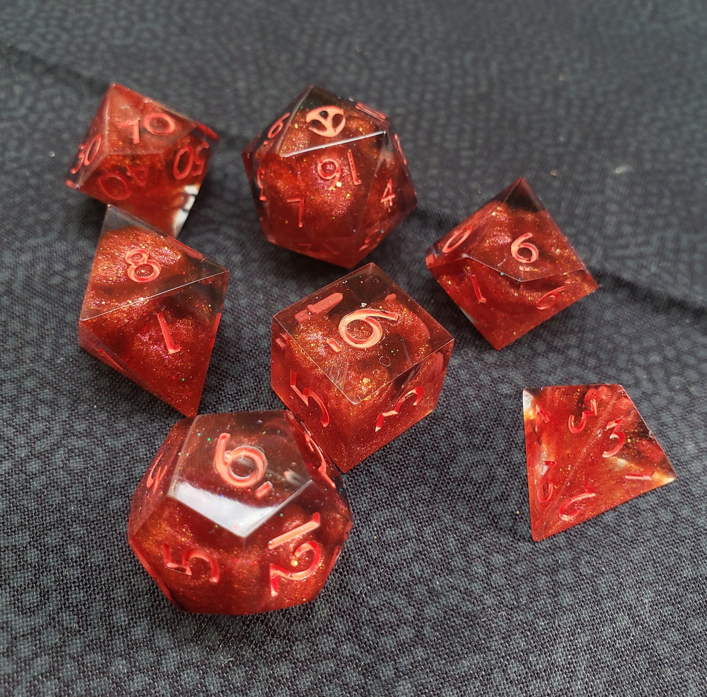 Blood Oath (Black and Red Shimmer) Dice Set For Dungeons And Dragons Tabletop RPG Games