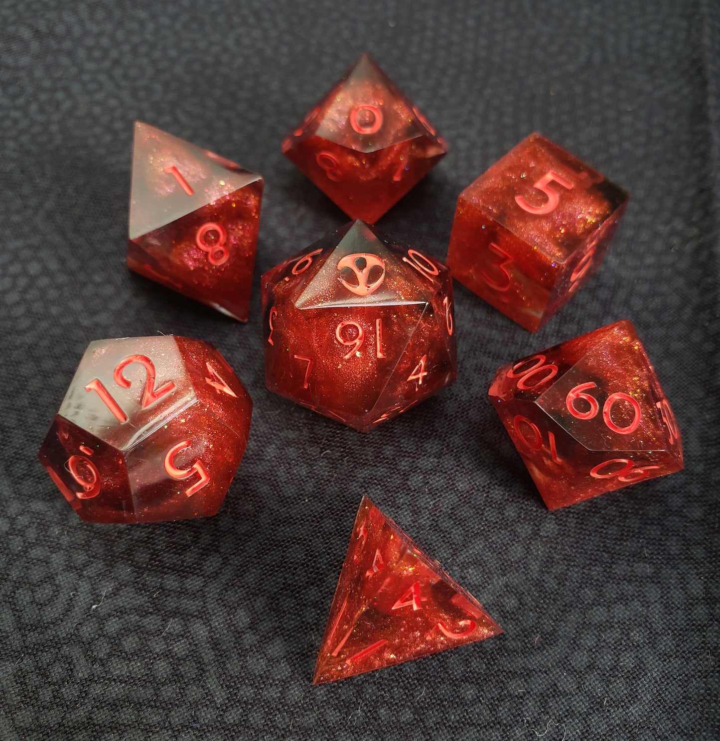 Blood Oath (Black and Red Shimmer) Dice Set For Dungeons And Dragons Tabletop RPG Games