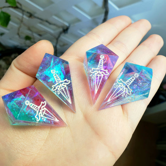 Prismatic Shard (Four Crystal D4) Dice Set For Dungeons And Dragons Tabletop RPG Games