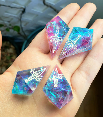 Prismatic Shard (Four Crystal D4) Dice Set For Dungeons And Dragons Tabletop RPG Games